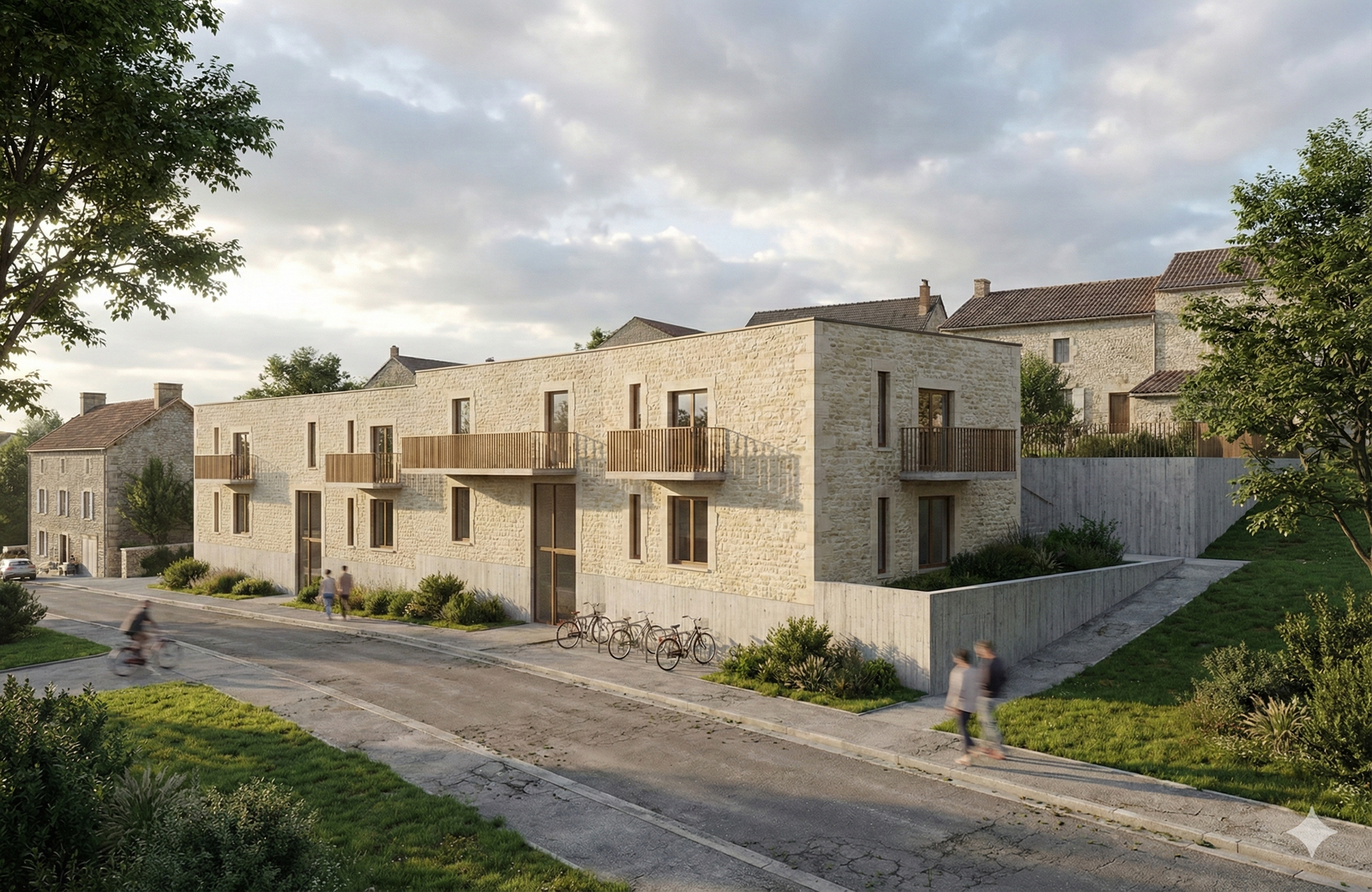 Rendu d'architecture par IA généré avec Nano Banana : L'Insertion Urbaine & Paysagère
