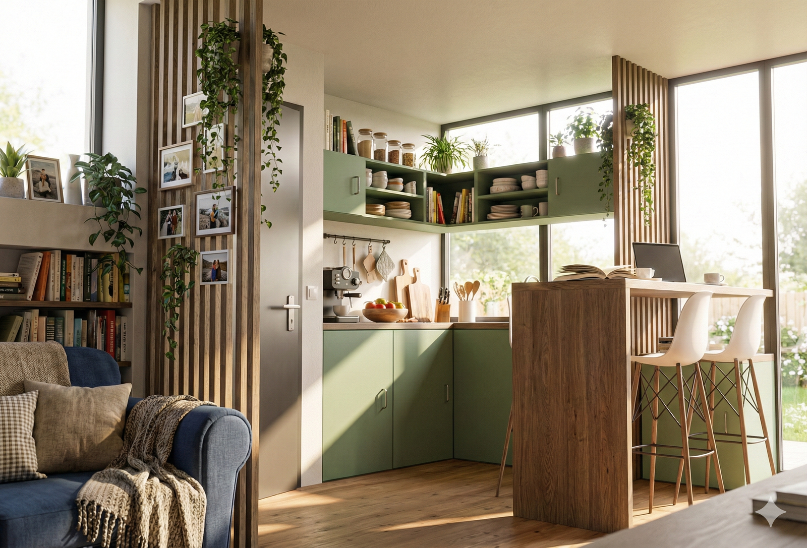 Rendu d'architecture par IA généré avec Nano Banana : L'Intérieur Habité (Logement & Équipement)
